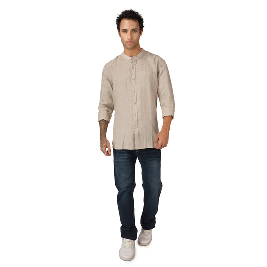 Modi collar Beige Linen shirt