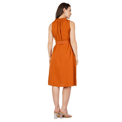 Burnt Sienna Belted Dress