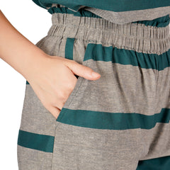 Striped Teal and grey cotton Co-ord set