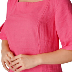 Pink Flutter-Sleeve Shift Dress