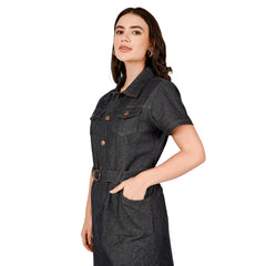 Indigo Belted Denim dress