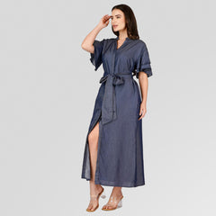 Midnight Denim Wrap and Slit dress